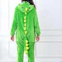 Unisex Adult Pajamas Plush Onesie Animal Cosplay Halloween Costume Gifts (Green)