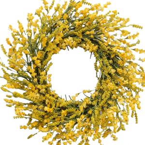 TEMPUS 20 Inch Yellow Flower String for Front Doors Wreath Spring and Summer Wreath for Indoor and Outdoor Decor Rustic and Farmhouse Style Home DecorYellow