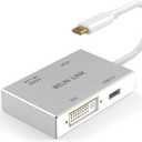 USB C to HDMI DVI VGA USB 3.0 Adapter,USB 3.1 Type-C 4in1 Hub to HDMI DVI 4K VGA USB Adaptor Converter (Thunderbolt 3 Compatible), USB-C Adapter for MacBook/MacBook Pro air/Surface pro (TC 4IN1)