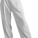 Women's Wide Leg Dress Pants Pleated Front Business Casual Work Pants with Adjustable Middle-Low Rise Trousers, Large