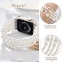 VISOOM Beaded Bracelet Compatible for Apple Watch Band 46/45/44/42mm Women- Apple iWatch Series 11 10 9 8 7 SE 6 5 4 3 2 1 Bands Dressy Fashion Cute Handmade Stretchy IWatch 10 46mm Strap Band