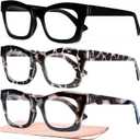 CCVOO Stylish Reading Glasses for Women, Eyeglasses, Blue Light Readers for Women, Computer Eye Glasses, Cheaters (A2 Smoky Safari) 1.00