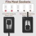 Flat Plug Power Strip Wall Outlet, 3 AC Outlets, Ultra Thin Extension Cord, Multi Socket Extender for Home Office, Dorm Room Essentials for Girls and Boys (Black 3ft)
