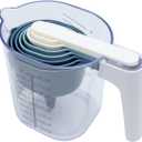 COOK WITH COLOR Measuring Cup Set - 9 PC. Nesting Stackable Liquid Measure Cup, Dry Measuring Cups and Spoons with Funnel and Scraper - Nesting Measuring Cups that Click Together for Easy Storage (Blue Ombre)