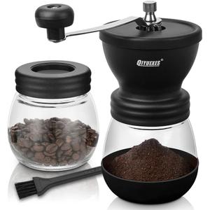 Manual Coffee Grinder 48 Adjustable Settings, 80g Large Capacity, Conical Burr Hand Mill for Home, Travel, Camping, Office, Espresso & Pour Over, 2 Jars