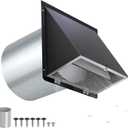 6 Inch Hooded Wall Vent with Screen and Damper,6 Inch Wall Exhaust Vent Cover Dryer Ventilation Cap Exterior for Kitchen Range Hood Air Exhaust,External Extractor w/Non Return Flap,Galvanized Steel