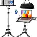 Projector Stand Adjustable Height 20" to 61", Foldable Projector Tripod Stand with Mouse Tray & Phone Holder, Portable Laptop Floor Stand for Office Home Stage Studio DJ Racks Podium Stand