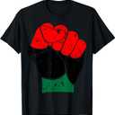 Black History T-Shirt Red Black and Green Pride Fist T-Shirt