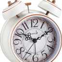 Loud Alarm for Deep Sleepers 4'' Retro Twin Bell Alarm Clock with Backlight for Bedroom and Home Decoration(Retro White)