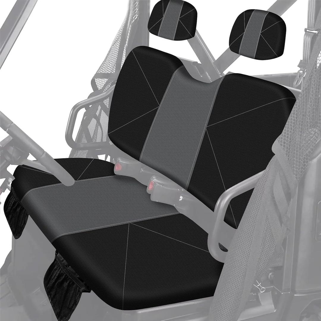 SAPUBK Custom-fit UTV Seat Covers Set Replace for 2002-2008 Polaris Ranger 500 570 700 800 900&2009 700 Crew Seats Accessories, 1680D UTV Seat Covers with Pocket & 2 Headrest Covers