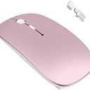 Bluetooth Wireless Mouse for MacBook Air Mac Pro Laptop Computer iPad Pad PC Laser Optical Rechargeable Mini Slim Silent Mouse Widely Used Desktop Hp iMac with USB-A/C& Mouse Jiggler(Rose Gold)