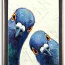 Framed Funny Pigeons Pictures Wall Decor Bathroom bird Artwork Canvas, 24"L x 16"W