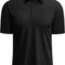 MAGCOMSEN Men's Polo Shirts Short Sleeve Cotton Pique 3 Button Classic Fit Casual T-Shirt Performance Golf Shirts (Black, M)