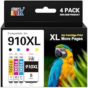 Starink 910 910XL Ink Cartridges for HP Printers Replacement for HP 910XL Ink Cartridges Combo Pack Use with HP OfficeJet Pro 8020 8025 8035 8028 OfficeJet 8022 8015 8010 Printers (4-Pack, 910 XL Ink)