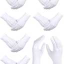 SATINIOR 6 Pairs White Gloves Uniform Parade Costume Gloves for Police Server Funeral Formal Tuxedo Guard