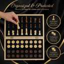 Wooden Magnetic Chess Set & Checkers Board Game, 15 Foldable Chess Board | Solid Wood 2-in-1 Board Game for Adults with Storage Box, 2 Extra Queens, Portable Travel Chess Set for Kids & Beginners