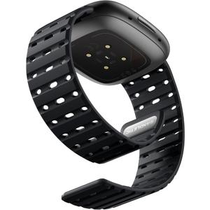 Bandletic Magnetic Watchband Compatible with Fitbit Versa 4 Bands for Men and Women, Rugged Silicone Sport Replacement Gifts Strap for Fitbit Versa 3/Sense 2/Sense, Black