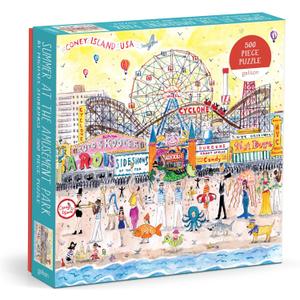 Galison Michael Storrings 500 Piece Jigsaw Puzzle for Families, Summer at The Amusement Park Scene, Great Family Puzzle to Enjoy Together