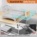 Laveshop Dish Drying Rack - Expandable Rack, Large Capacity Dish Drainer for Kitchen Counter, Rust-Proof with Utensil Holder, Gray