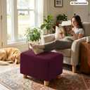CYCMACO High Stretch Oversized Ottoman Cover, Ottoman Cover Rectangular for Folding Storage Stool, Thick Ottoman Slipcovers Washable Removable, with Elastic Bottom (X-Large, Burgundy)