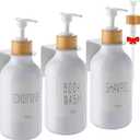 VITVITI Shampoo and Conditioner Dispenser, Body Wash Shower Soap Dispenser Wall Mounted 3 Chamber, Drill Free 17oz Plastic Shower Bottles for Bathroom, White 3 Sets