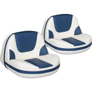 Leader Accessories Pro Casting Boat Seat Lean Pro Fishing High Back Bass Boat Seat (White Blue)