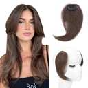 Benehair Side Bangs Clip in Bangs Human Hair Extensions Curtain Bangs 10 inch Remy French Bang For Women 15g #04 Medium Brown