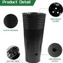 20 Pcs Plastic Deep Nursery Pots - 9.8" Tall Tree Pots, Indoor/Outdoor Use with 3 Pcs Garden Tools