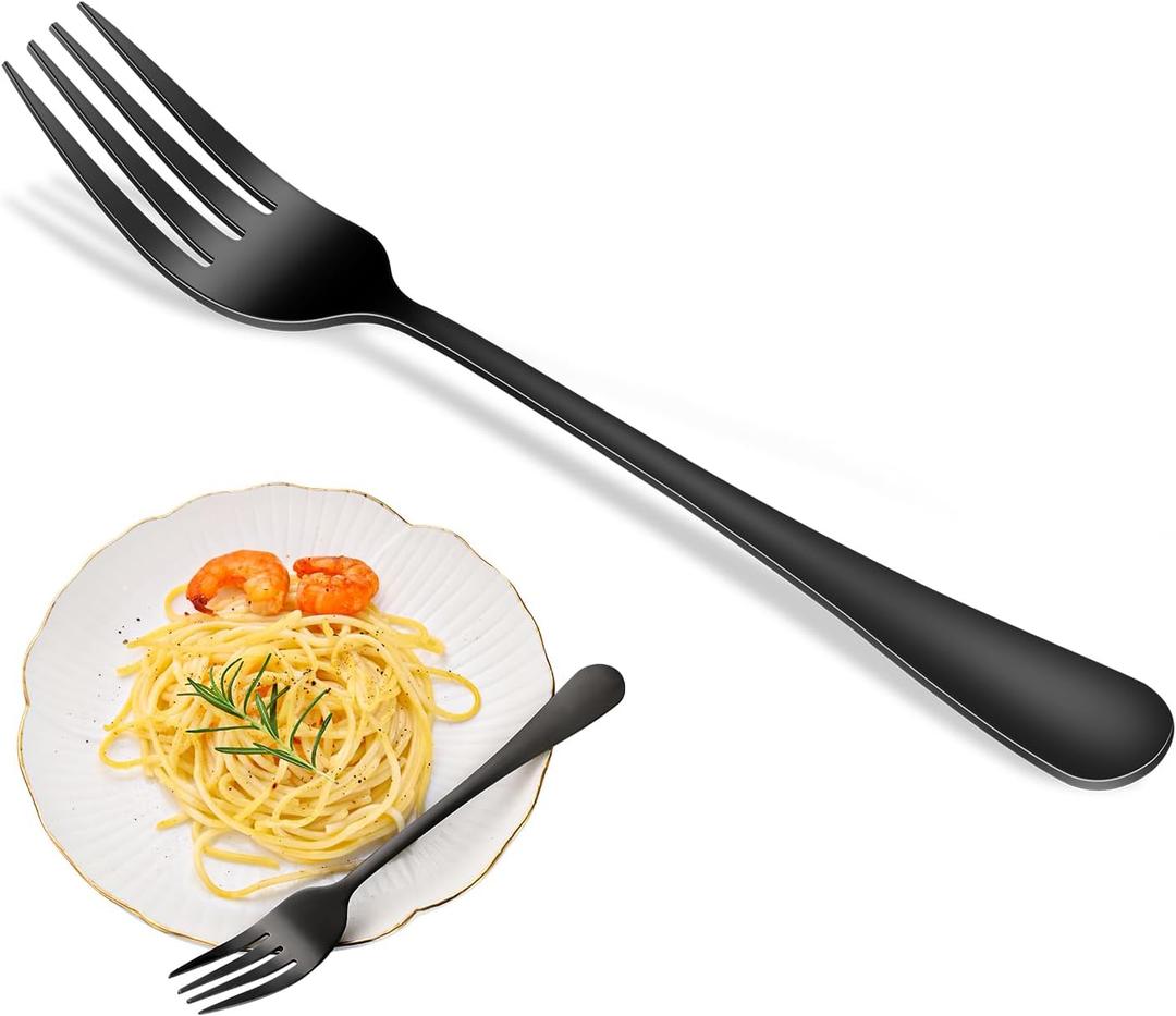 Black Dinner Forks Set, 8-Piece 8 Inches Food-Grade Stainless Steel Silverware Forks,Dishwasher Safe Cutlery Fork, Metal Black Table Fork For Home,Party or Events