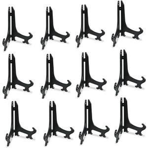 Artliving 3 Inch Black 12pcs/Set Plastic Easels Plate Display Stands Picture Frame Stand Holder