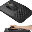 ProtoArc MP50 Ergonomic Mouse Pad with Wrist Rest, PU Leather Mousepad with Massage Design, Soft Memory Foam and Non-Slip PU Base for Pain Relief, Desk, Home, Office, 12x8 Inches, Black