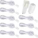 8 Packs 9.84ft Extension Cables Compatible with AIBOO LED Under Cabinet Puck Lighting, 2 Pin Male and Female Cable Connector Extension Cords for LED Puck Lights, White Cords