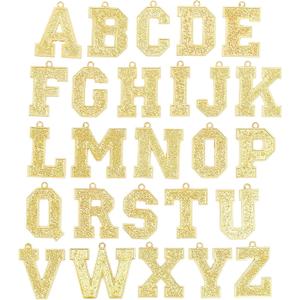 Bright Creations Gold Letter Pendant Charms for Jewelry Making and Crafts (Gold) - Pack of 26