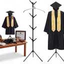 Amyhill Graduation Gown Display Stand with 4 Hooks 1 Adjustable Portable Hanger 24-75 Inch Graduation Steel Coat Rack for Graduate Clothing Cap Shirt Jacket Dress Display Party Supplies