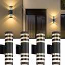 4Pack 15inch LED Cylinder Up & Down Wall Lights,18W Modern Outdoor Wall Light 4000K Day White Aluminum Body Waterproof IP65 LED Exterior Light Fixtures Wall Mount for House Patio Garage Garden