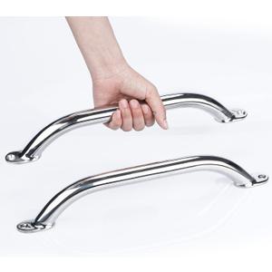 2PCS Boat Handrail Grab Handle Polished Stainless Steel Round Tube - 12" Long Marine Grab Handle