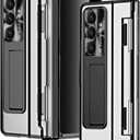 for Samsung Galaxy Z Fold 7 Crystal Clear Case with Privacy Screen Protector, One-Piece Design Fold-able Hinge Cover Kickstand Shockproof Hard PC Anti-spy Protective Case for Z Fold 7 Black