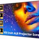 BIGASUO ALR Projector Screen 100 inch, 1.6 Gain Ambient Light Rejecting Projection Screen, 16:9 Anti-Crease Indoor Projector Screen, 4K HD Fixed Frame 3D Movie Screen for Home Theater, Easy to Instal