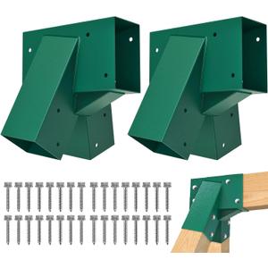 BeneLabel A-Frame 2 Swing Set Brackets, Heavy Duty Steel Swing Set Hardware with Mounting Hardware, DIY Swing Set End Bracket Swing Set Kit for 2 (4x4) Legs & 1 (4x6) Beam, Green, Medium, Small