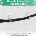 100 Pack 2 Inch Cable Support J Hook Wall Mount J Hook with Retainer Clip, Galvanized Steel for Cable Management & Organization Solution