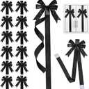 12Pcs Christmas Cabinet Ribbons Bows Decorations Large Silk Knob Covers Easy to Install Kitchen Cabinet Door Ribbon and Bows for Fireplace Festive Decor Xmas Tree Wreath Party Supplies(Black)