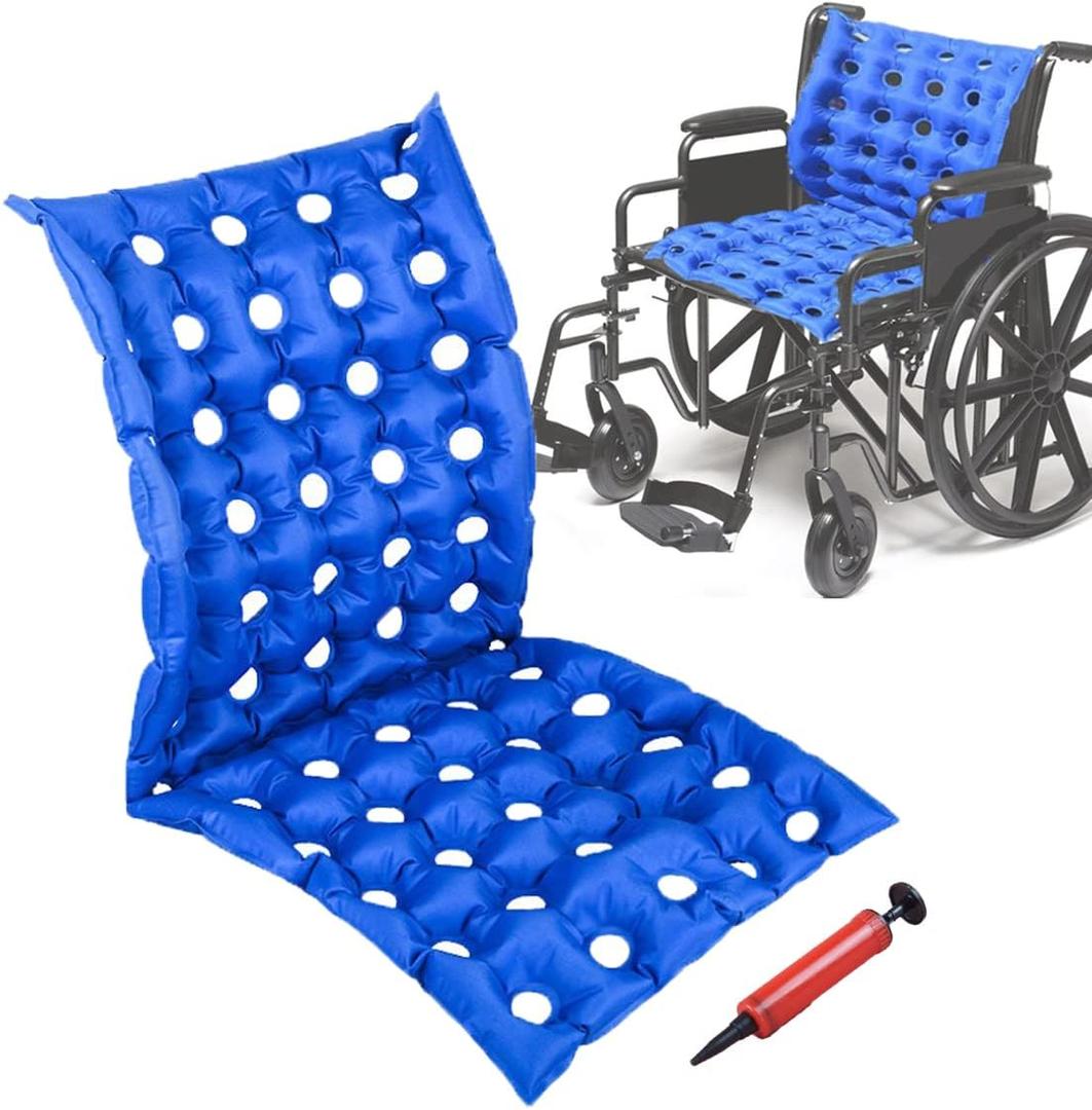 MESINURS Bedridden Air Inflatable Seat Cushion with Full Back for Wheelchair, Seat Pad for Elderly Disabled Handicap (A)