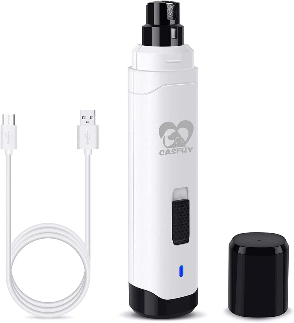 Casfuy Dog Nail Grinder Upgraded - Professional 2-Speed Electric Rechargeable Pet Nail Trimmer Painless Paws Grooming & Smoothing for Small Medium Large Dogs & Cats (White) Casfuy Dog Nail Grinder Upgraded - Professional 2-Speed Electric Rechargeable Pet Nail Trimmer Painless Paws Grooming & Smoothing for Small Medium Large Dogs & Cats (White)