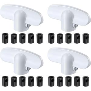 4 Pack Universal Tee Crank Casement Window Handles, Low Profile Design Prevents Interference with Window Coverings, Crank Replacement Handles, 1-1/8 x 2-3/8 (White)