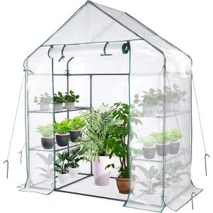 Greenhouse, Portable Mini Walk-in Green House for Outdoors with Roll-up Zipper Door, Anchors, and UV-Resistant Cover