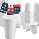 16 OZ Foam Cups With Lids for Hot & Cold Drinks, USA-Made 50-Pack.Ideal Styrofoam Coffee Cups, Insulating To-Go Cups for Soda, Tea, Juice - Sturdy, Disposable & comparable to Industry standard 16J16