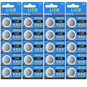 LiCB 20 Pack CR 1632 Batteries, Long-Lasting & High Capacity CR1632 Lithium Battery,3 Volt CR1632 Coin & Button Cell for Car Remote & Key Fob