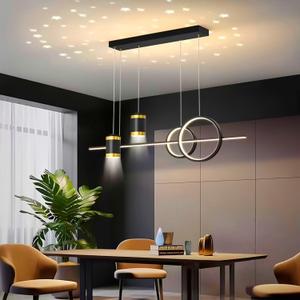 Modern LED Pendant Lights for Kitchen Island, Dimmable Led Linear Chandelier with Remote Control, 39in Black Island Lighting Lamp Fixture for Office, Dining Room, Decorative Interior Lighting (39.37 IN)