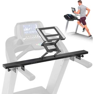 Treadmill Desk Attachment, Universal Treadmill Laptop Holder - Adjustable Height & Width Aluminum Laptop Stand for Running Machine, Black