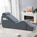 Yoga Chair Lounge for Adult, Ergonomic Chaise Lounge Chair with Side Pocket, Headrest, Waist Pad, OttomanPerfect for Stretching, Massage, and Relaxation, Used in Living Room, BedroomDark Gray, Oversized